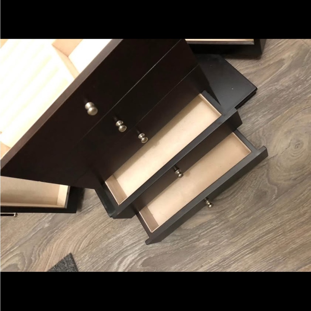 Dark Brown Wooden Jewelry Box with Mirror - Picture 6 of 7